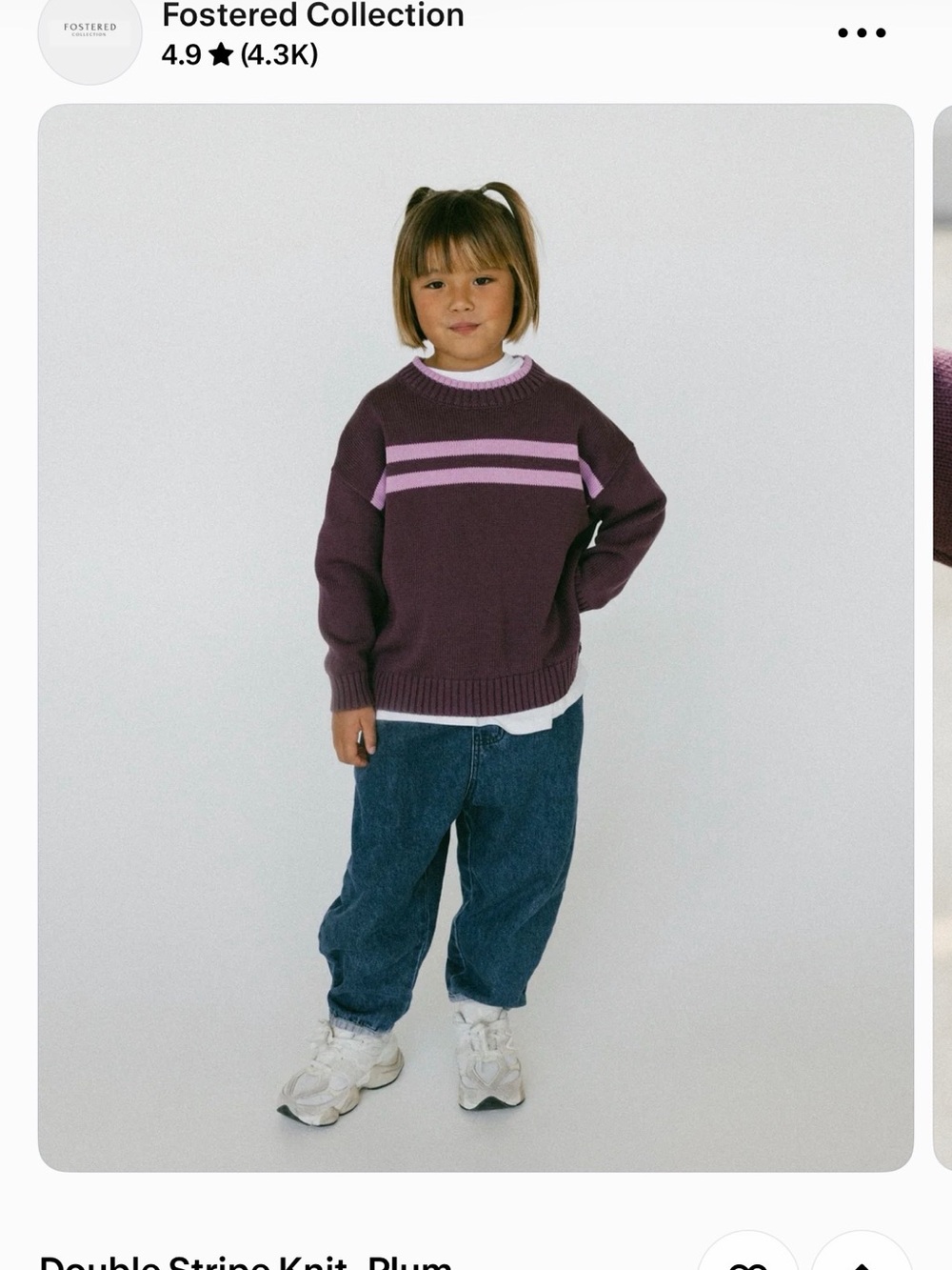 Fostered Collection Crewneck Double Stripe Knit Plum Sweater